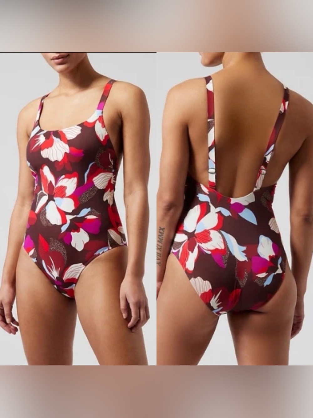 Athleta Hero Bloom Decadent Chocolate One Piece Swimsuit